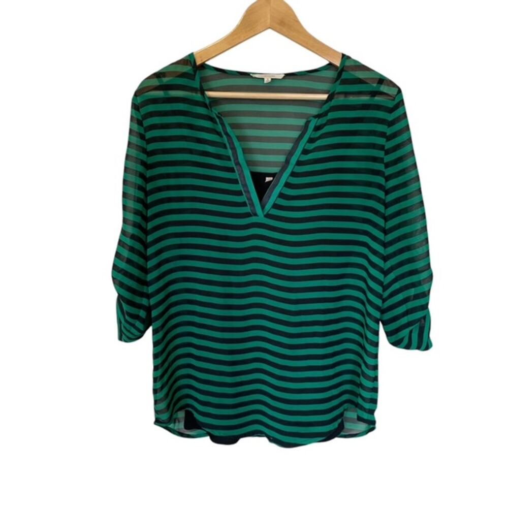 41Hawthorn Green and Black Striped Blouse with Cami - Small